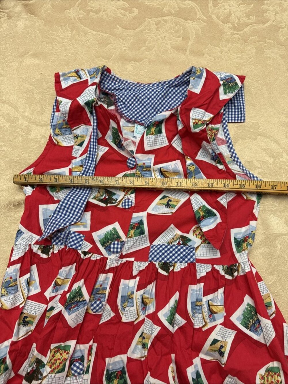 Vintage Cottontail Originals Kelsey’s Dress calendar blue gingham 33x31X38 Kid14 - Picture 6 of 10
